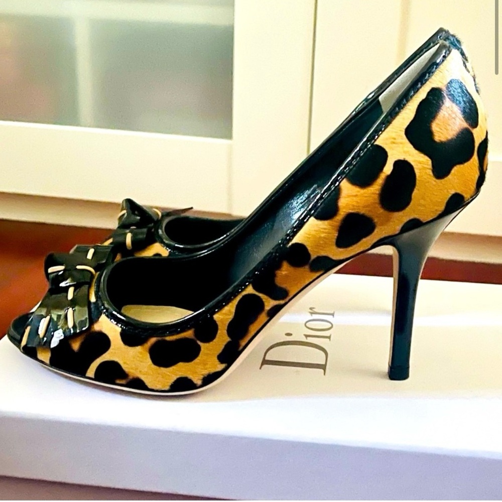 Christian Dior Peep-Toe Pump leopard 9cm heels size 38 New in the box